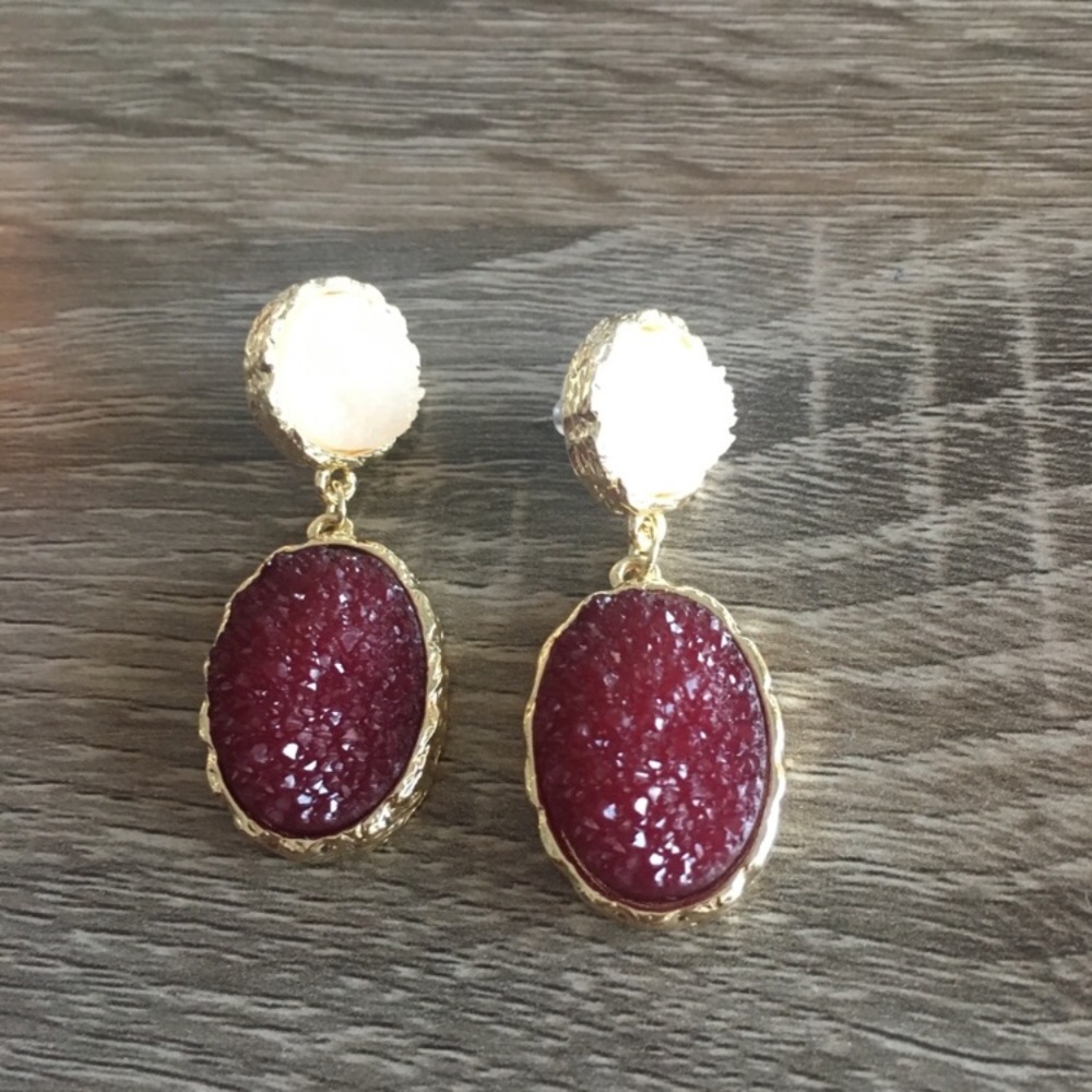 • Now available! Anthro Druzy Quartz Earrings • - Picture 4 of 5